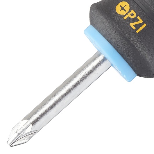 STANLEY 0-65-408 Phillips screwdriver, close-up photo showing silver tip and black handle.