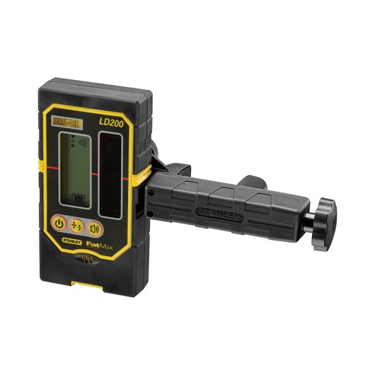 Stanley LD200 laser detector with display and clamp for precise leveling in construction and photography.