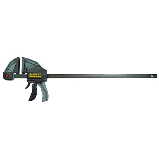 Stanley FMHT0-83240 trigger clamp, black and gray, side angle, tool category photography.