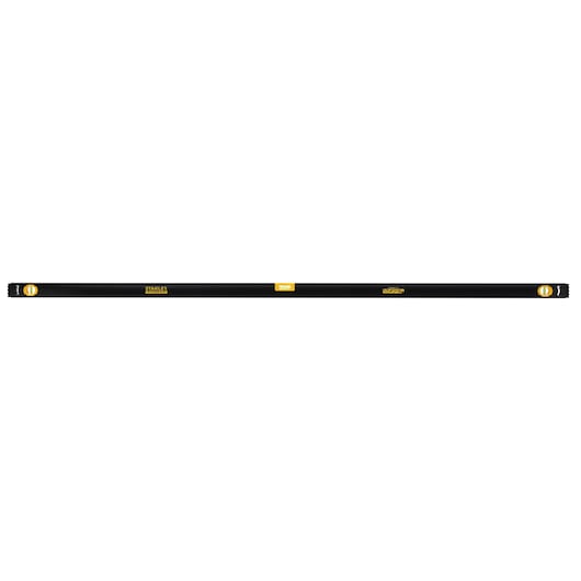STANLEY FMHT42561-1 black spirit level with yellow accents, straight-on product photo on white background.