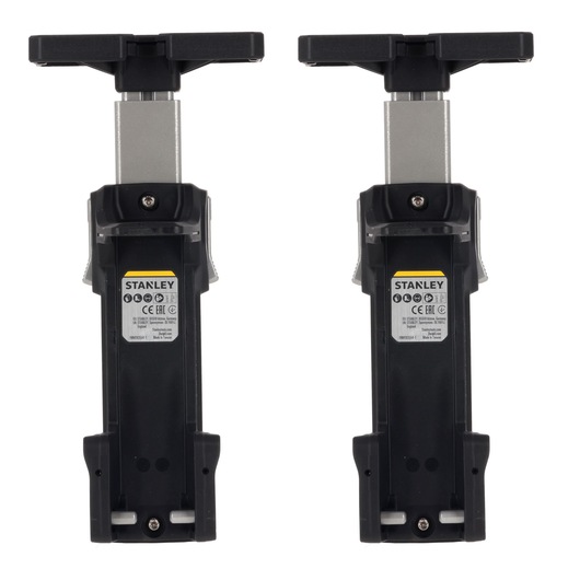 STANLEY FMHT83556 adjustable support rods, black and silver, shown upright side by side on white background.