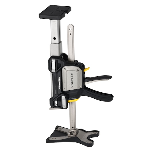 STANLEY FMHT83558-1 photography of bar clamp with tripod base, silver and black, front angle.