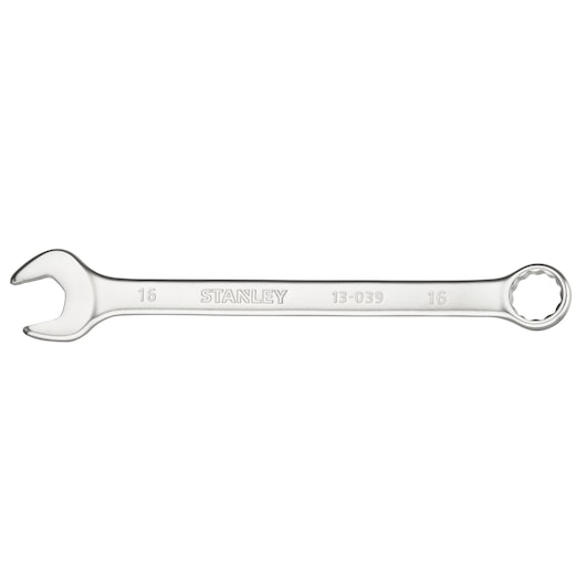 Photo of STANLEY FMMT13039-0 combination wrench, silver, 16mm, front angle on white background.