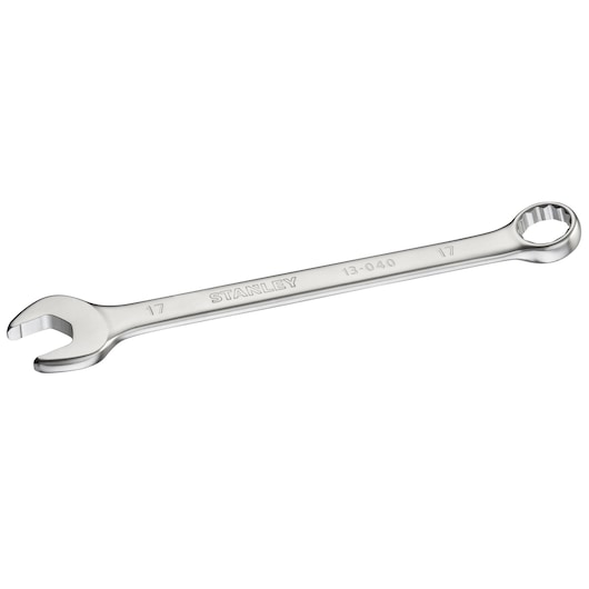 STANLEY FMMT13040-0 combination wrench, silver, right side angle, open and box ends visible.