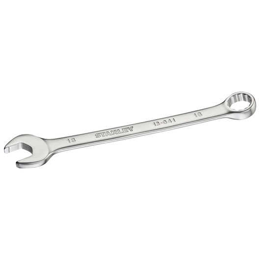 Photo of STANLEY FMMT13041-0 combination wrench, silver finish, angled on white background.