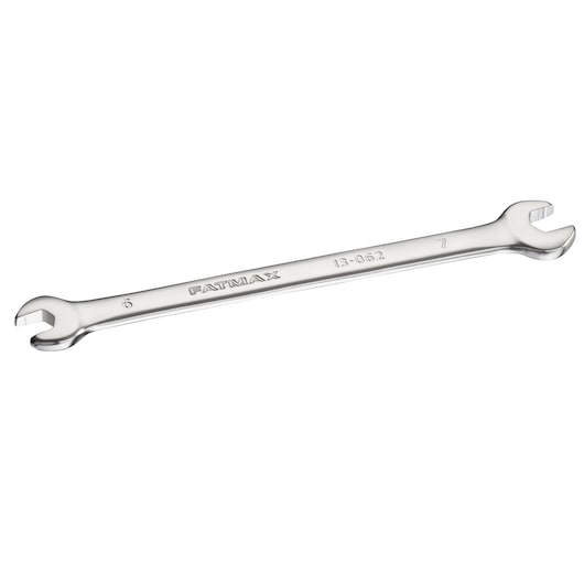 STANLEY FMMT13062-0 chrome double open-end wrench, photo on white background.
