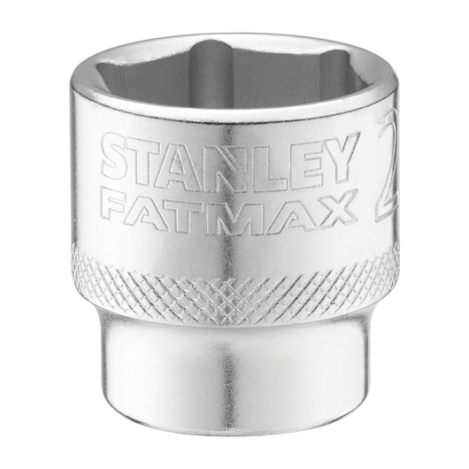 STANLEY FMMT17221-0 chrome socket, knurled grip, front angle, FATMAX logo engraving.