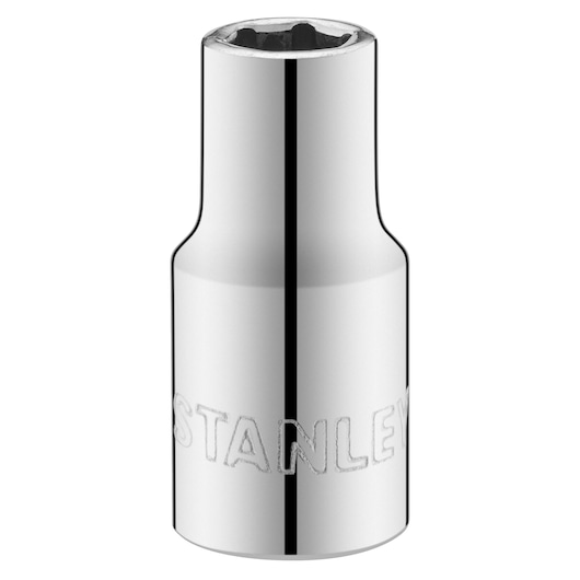 STANLEY STMT86111-0 chrome socket tool, photography, front angle on white background.