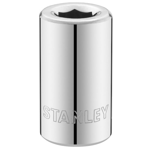 STANLEY STMT86124-0 chrome socket, tool photography, front angle on white background.