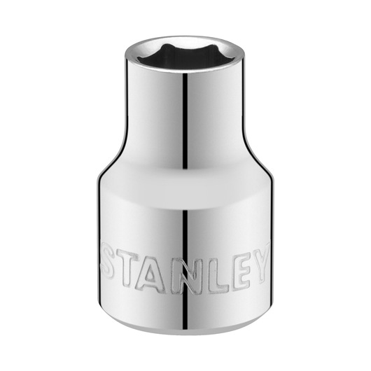 STANLEY STMT86303-0 chrome socket, front angle, tool accessory on white background.