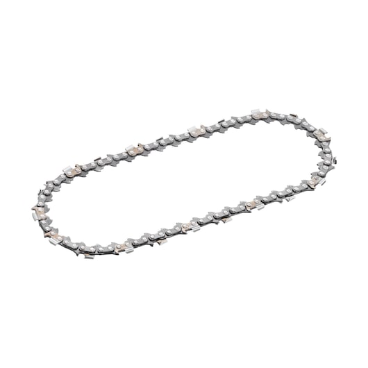 STANLEY STZPS515 chainsaw chain, silver, shown from top on white background.
